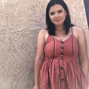 Japana coral striped button down sundress